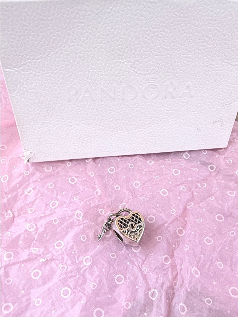 Pandora Silver Heart Locket Charm with Key